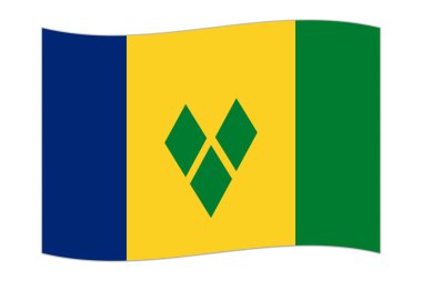 Waving flag of the country Saint Vincent and the Grenadines. Vector illustration.