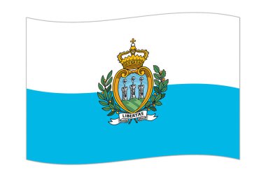 Waving flag of the country San Marino. Vector illustration.