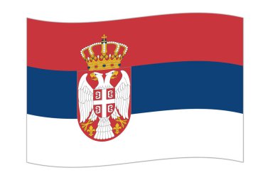 Waving flag of the country Serbia. Vector illustration.