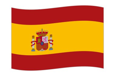 Waving flag of the country Spain. Vector illustration.