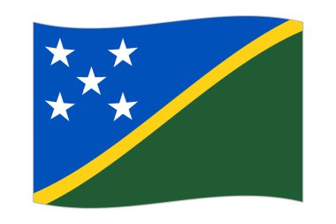 Waving flag of the country Solomon Islands. Vector illustration.