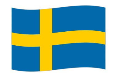 Waving flag of the country Sweden. Vector illustration.