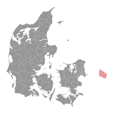 Bornholm haritası, Danimarka idari bölümü. Vektör illüstrasyonu.