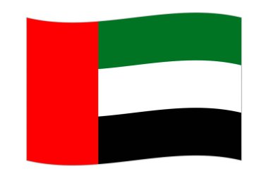 Waving flag of the country United Arab Emirates. Vector illustration.
