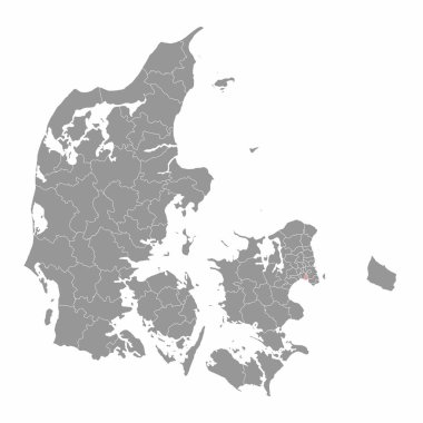 Hvidovre Belediyesi haritası, Danimarka idari bölümü. Vektör illüstrasyonu.