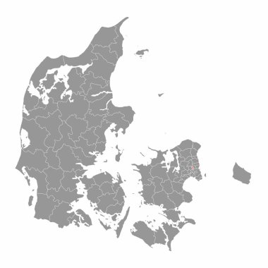 Herlev Belediyesi haritası, Danimarka idari bölümü. Vektör illüstrasyonu.