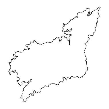 A Coruna Eyaleti haritası, İspanya idari bölümü. Vektör illüstrasyonu.