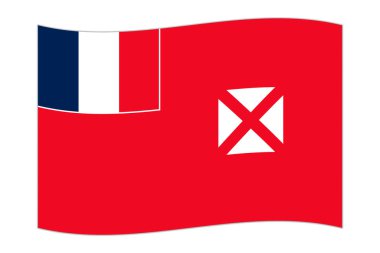 Waving flag of the country Wallis and Futuna. Vector illustration.