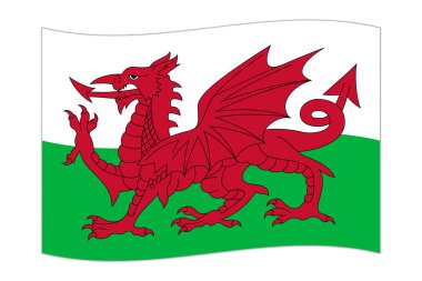 Waving flag of the country Wales. Vector illustration.