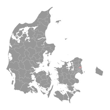 Lyngby Taarbaek Belediyesi haritası, Danimarka idari bölümü. Vektör illüstrasyonu.