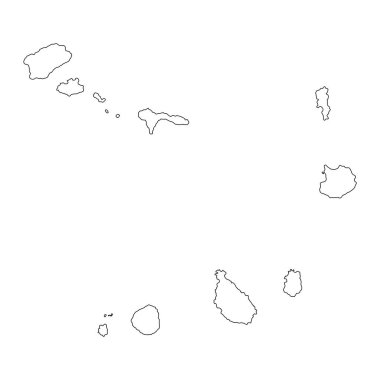 Cape Verde haritası. Vektör illüstrasyonu.