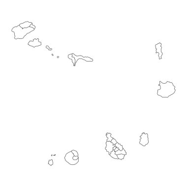 İdari bölümleri olan Cape Verde haritası. Vektör illüstrasyonu.