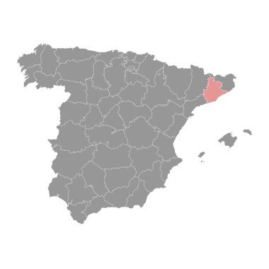 İspanya 'nın idari bölümü Barselona Eyaleti haritası. Vektör illüstrasyonu.