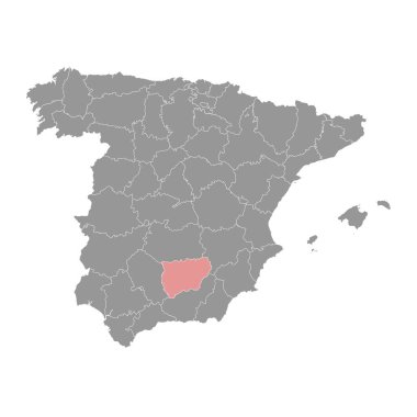 İspanya 'nın idari bölümü Jaen Vilayeti haritası. Vektör illüstrasyonu.