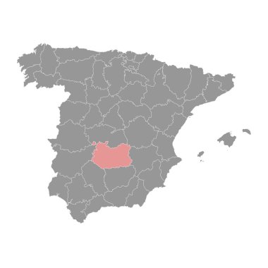 İspanya 'nın Ciudad Real idari bölümünün haritası. Vektör illüstrasyonu.