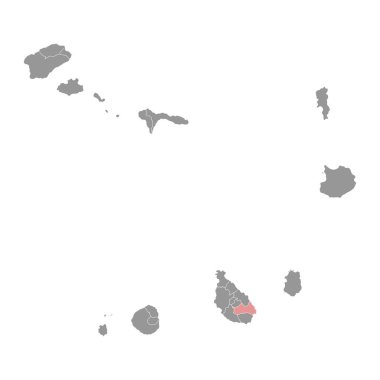 Sao Domingos belediye haritası, Cape Verde 'nin idari bölümü. Vektör illüstrasyonu.
