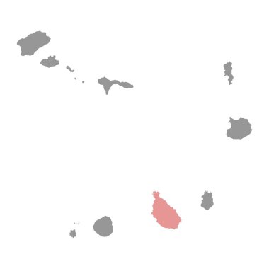 Santiago ada haritası, Cape Verde. Vektör illüstrasyonu.