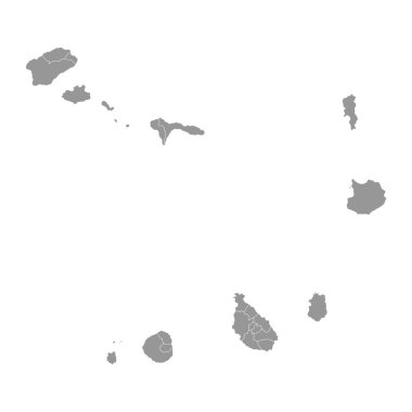 İdari bölümleri olan Cape Verde haritası. Vektör illüstrasyonu.