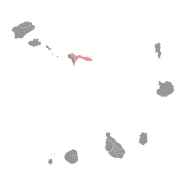Ribeira Brava belediye haritası, Cape Verde idari bölümü. Vektör illüstrasyonu.