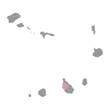 Santa Catarina belediye haritası, Cape Verde idari bölümü. Vektör illüstrasyonu.