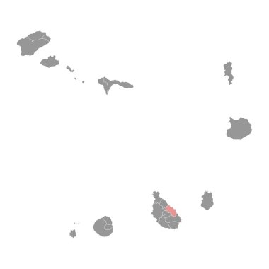 Santa Cruz belediye haritası, Cape Verde idari bölümü. Vektör illüstrasyonu.