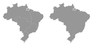 Bölgeli Brezilya haritası. Vektör İllüstrasyonu.