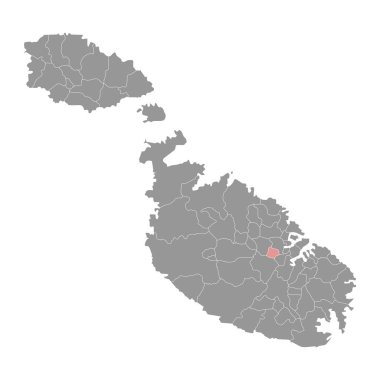 Santa Venera Bölgesi haritası, Malta idari bölümü. Vektör illüstrasyonu.
