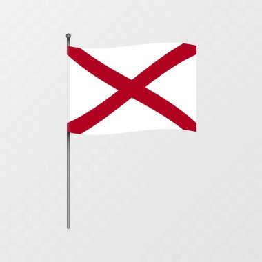 Bayrak direğinde Alabama bayrağı. Vektör illüstrasyonu.