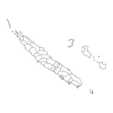 İdari bölümleri olan yeni Kaledonya haritası. Vektör illüstrasyonu.