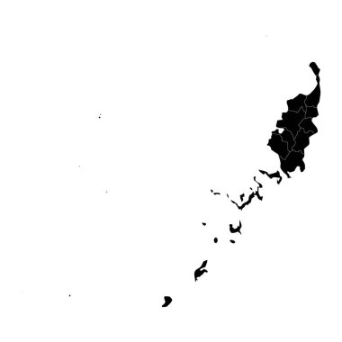 İdari bölümleri olan Palau haritası. Vektör illüstrasyonu.