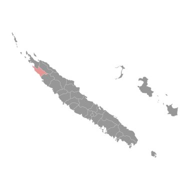 Koumac komün haritası, Yeni Kaledonya 'nın idari bölümü. Vektör illüstrasyonu.