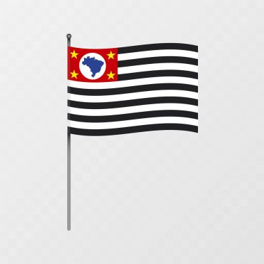 Bayrak direğinde Sao Paulo bayrağı. Vektör illüstrasyonu.