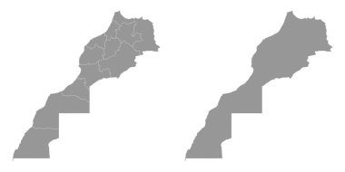 İdari bölümleri olan Fas haritası. Vektör illüstrasyonu.