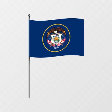 Bayrak direğinde Utah bayrağı. Vektör illüstrasyonu.