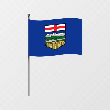 Bayrak direğinde Alberta bayrağı. Vektör illüstrasyonu.