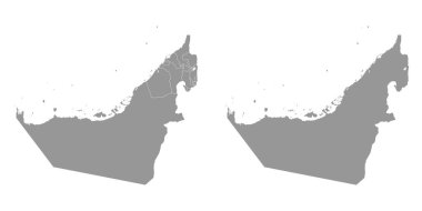 Birleşik Arap Emirlikleri haritası idari bölümlerle birlikte. Vektör illüstrasyonu.