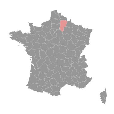 Aisne departmanı haritası, Fransa idari bölümü. Vektör illüstrasyonu.