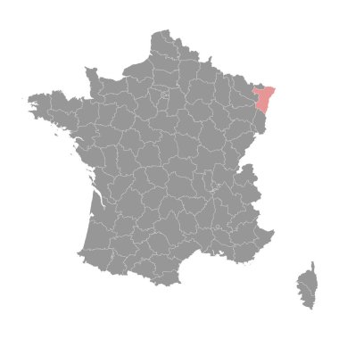 Bas Rhin departmanı haritası, Fransa idari bölümü. Vektör illüstrasyonu.