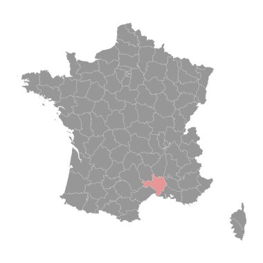 Gard departmanı haritası, Fransa idari bölümü. Vektör illüstrasyonu.