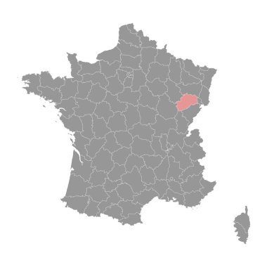 Haute Saone departmanı haritası, Fransa idari bölümü. Vektör illüstrasyonu.