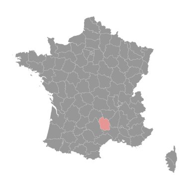 Lozere departmanı haritası, Fransa idari bölümü. Vektör illüstrasyonu.