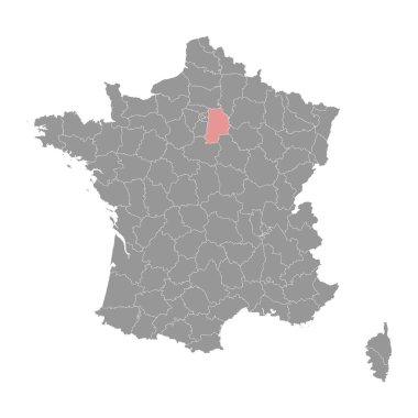 Seine et Marne departmanı haritası, Fransa idari bölümü. Vektör illüstrasyonu.