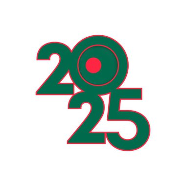 İçinde Bangladeş bayrağı olan 2025 afişi. Vektör illüstrasyonu.