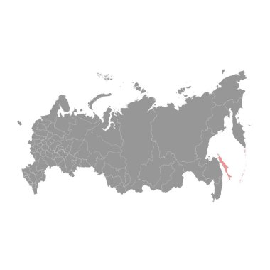 Sakhalin Oblastı haritası, Rusya 'nın idari bölümü. Vektör illüstrasyonu.