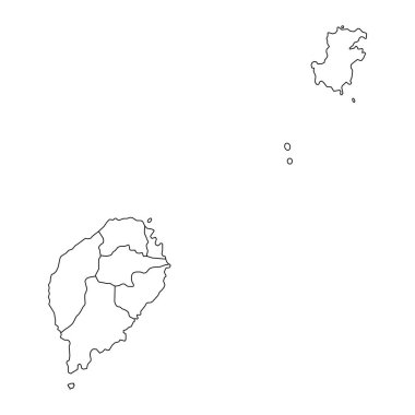 Sao Tome ve Principe haritaları idari bölümlerle birlikte. Vektör illüstrasyonu.