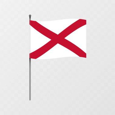 Bayrak direğinde Kuzey İrlanda bayrağı. Vektör illüstrasyonu.