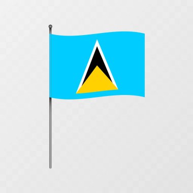 Bayrak direğinde Aziz Lucia bayrağı. Vektör illüstrasyonu.