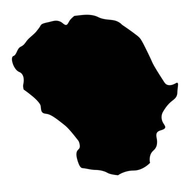 Silhouette Adası haritası, Seyşeller 'in idari bölümü. Vektör illüstrasyonu.