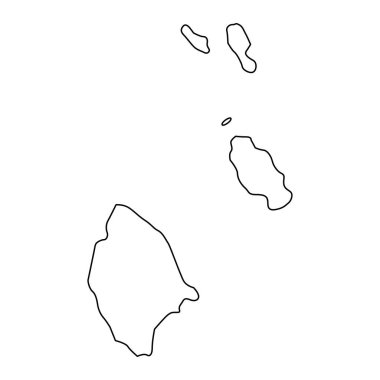 La Digue ve İç Adalar bölge haritası, Seyşeller 'in idari bölümü. Vektör illüstrasyonu.