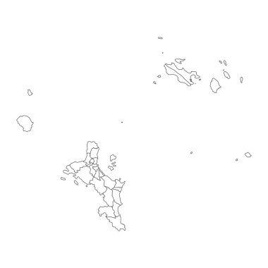 Seyşeller idari bölümlerin haritası. Vektör illüstrasyonu.